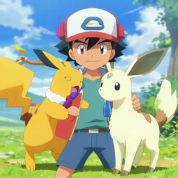 Pokemon Trainer Ash grabs Vapereon