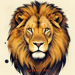 “painted lion, dotart, album art in the style of James Jean”
