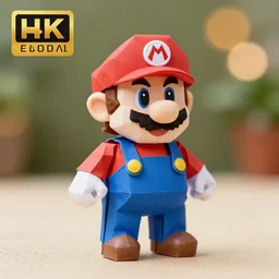product photo of an origami figure, shaped like mario bros, hyper realistic, bokeh, 4 k.