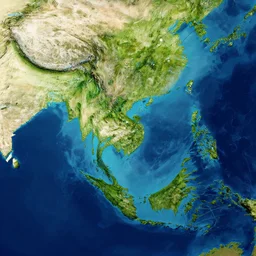 isometric view of mainland southeast asia, high - detail, high accuracy, satellite image, fantasy,