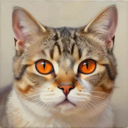 painting of a cat with orange eyes, orange eyes!!