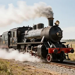 A mustang blended with a steam train