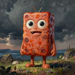a hd surrealism painting of meatwad from aqua teen hunger force.