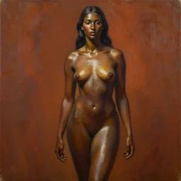 walking, strong femininity, ethnic, realistic face sculpted features, statuesque model, svelte attire, warm cast, bathed in light, filmic, chiaroscuro, specular highlights, angular impressionism, radiosity, deep rich tones, contemporary art, oil on canvas