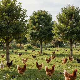 trees covered in chickens