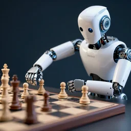 robot playng chess, detailed