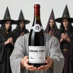 Petelgeuse Romanee-Conti holding the Gospel ecstatically with both hands in front of an entourage of Witch cultists bowing their heads towards their master from the anime Re:Zero − Starting Life in Another World