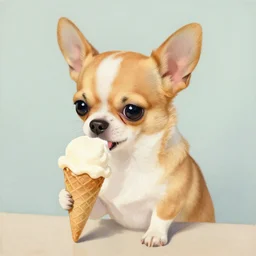 a cute chihuahua eating an ice cream by howard arkley