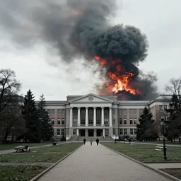 university campus after a nuclear attack, circa 1 9 4 5, hd, award - winning