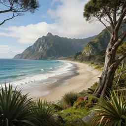 tata islands, golden bay abel tasman new zealand, highly detailed, highly detailed fantasy ethereal surrealist art