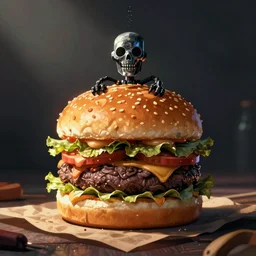 illustration of a golem disguised as a hamburger