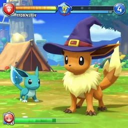 video game pokemon : espeons reprisal star valley resident evil vaporeons mystery dungeon ( 6 4 ) fps resolution screenshot tpc resident eevee camping fighting old god espeon wearing a witch hat pokemon final gamecube