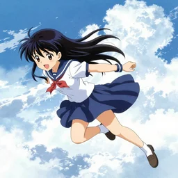 a battle of two real-life mahou shoujo girl flying in the sky, still of an epic japanese movie scene