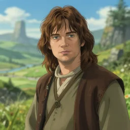 sean astin as samwise gamgi in an anime world, incredibly detailed, ultra realistic