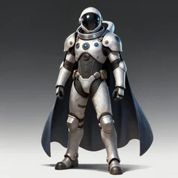 knights templar in a space suit with cape, futurism, character design, trending on artstation