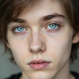 photograph portrait of an emo guy, feminine, iridescent eyes, intricate detail, sigma 85mm f/1.4, 4k, depth of field, high resolution mode, 4k, 8k, hd