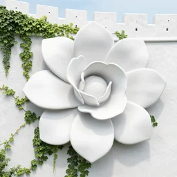 giant big detail white   megastructure ivy flower grow along the wall fortress  borderland style vivid colorful  Hyperrealistic CGI Photorealistic cinematic volume lighting clear sky fanart on ArtStation  concept art