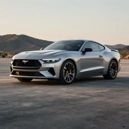 photograph from Motor Trend magazine of the 2049 Ford Mustang concept car taken in the style of William Claxton