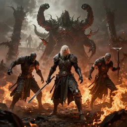 black souls trying to escape hell. professionally retouched, soft lighting, fire, realistic wide angle, sharp focus, 8 k high, 6 4 megapixel, insanely detailed, intricate, elegant, art by artgerm and wlop