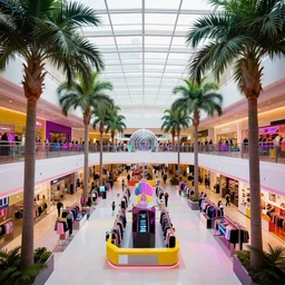 vaporwave mall with palms