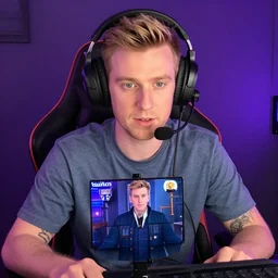 Thirteenth Doctor as a Twitch streamer, wearing a gaming headset, webcam screenshot