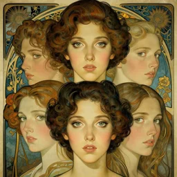 an art nouveau, ( streamline moderne ), multi - racial portrait in the style of anna dittmann and charlie bowater and bob eggleton. very large, clear, expressive, and intelligent eyes. symmetrical, centered, ultrasharp focus, dramatic lighting, photorealistic digital matte painting, intricate ultra detailed background.