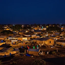 an african village at night