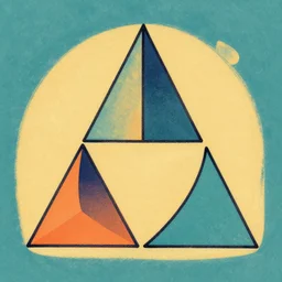 triangles and pyramid. retro art by jean giraud. fibonacci