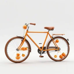 Bicycle with oranges as wheels, digital art