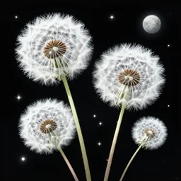 dandelions in space, sci - fi illustration