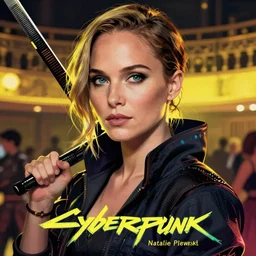 cyberpunk natalie portman ballroom samurai, intricate portrait by greg rutkowski, trending on pixiv
