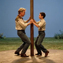 david lynch and tiny tim dancing around a midsummer pole, still from twin peaks