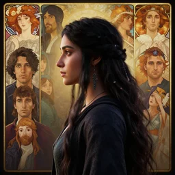 side profile portrait of maya ali wind sorcerer, octane render, unreal engine, greg rutkowski, loish, rhads, beeple, makoto shinkai and lois van baarle, ilya kuvshinov, rossdraws, tom bagshaw, alphonse mucha, global illumination