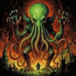a beautiful artwork illustration, cthulhu, high contrast, high saturation, by Greg Rutkowski and Jesper Ejsing and Raymond Swanland, featured on artstation, wide angle, vertical orientation