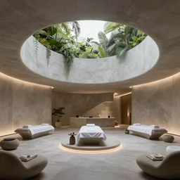 a concept oasis spa designed by tadao ando and yeezy, zaha hadid, artstation, cinematic lighting, hyper realistic, photographic, sharp focus,