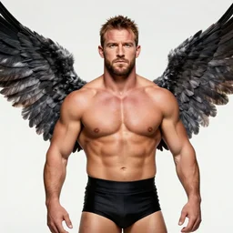 a portrait of channing tatum as a winged wrestler, art by tom bagshaw and william - adolphe bourguereau and walter keane