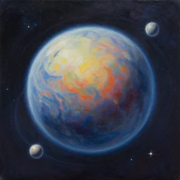 A Dyson Sphere surrounding a star, oil on canvas, trending on artstation