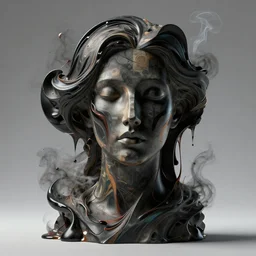 epic concept art. abstract female face silhouette mixing with black and color liquid fluid. abstract sculpture. art deco swirls. smoke simulation, vfx, cinema 4 d, tyflow. masterpiece, michelangelo. concept art, matte painting. greg rutkowski, wlop, victo ngai, kandinski