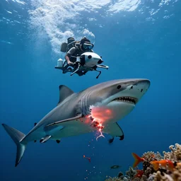 underwater drone getting eaten by a shark