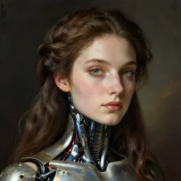 extremely detailed, intricate photo realistic portrait beautiful female android, art by dante gabriel rossetti,