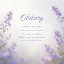 bright cozy background image, soft pale - purple flowers, white background, dreamy lighting, background, photorealistic, printable, backdrop for obituary text