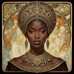 black african princess, symmetric, intricate, highly detailed, concept art, sharp focus, rutkowski, mucha, aleksi briclot