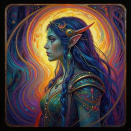 side profile centered painted portrait, female orc forest druid, d & d, gloomhaven, matte painting concept art, art nouveau, beautifully backlit, swirly vibrant color lines, fantastically gaudy, aesthetic octane render, 8 k hd resolution, by ilya kuvshinov and cushart krentz and gilleard james