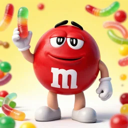 candy, sour worms, sweets, colorful, character, face, m & m's candy character
