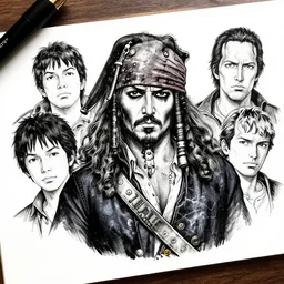 highly detailed ink portrait photo illustration of marshall d teach blackbeard, b & w clean shaped illustration by kim jung gi, ric estrada, ron english and eiichiro oda
