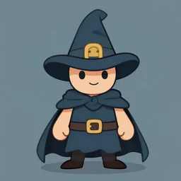 small wizard with no arms wearing a big cape around him, digital cartoon video game character art