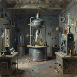 classic oil painting, inside of an abandoned radioactive alchemy lab, as a dnd cover illustration, ominous, concept art, highly detailed, smooth, sharp focus, art by brothers hildebrandt