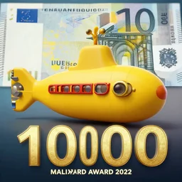 half a million euros, the background is a yellow submarine, award winning photo