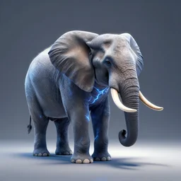 elephant imbued with electricity, spotlight + subsurface scattering + octane render