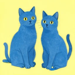 a storybook illustration of a pair of blue cats by quentin blake